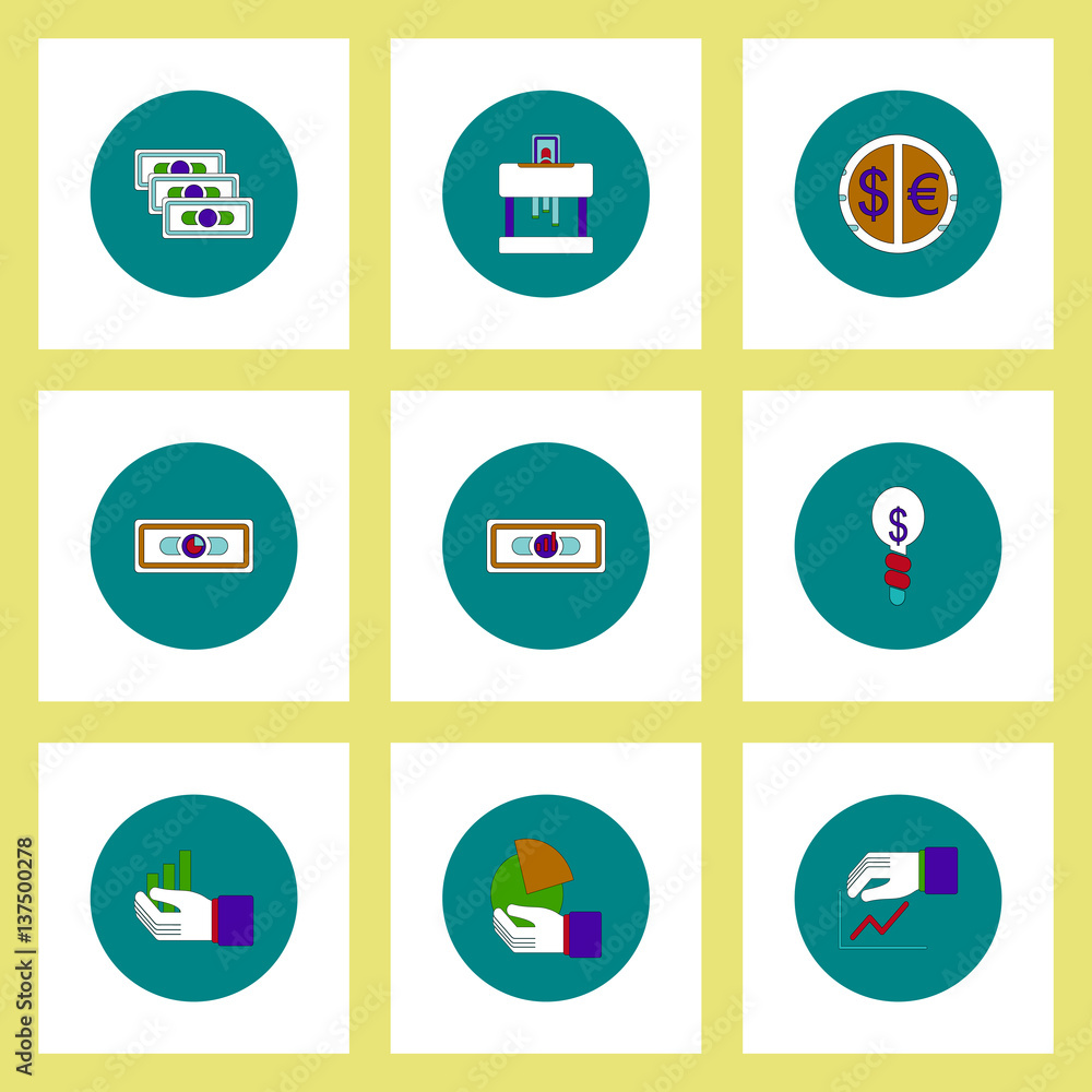 Collection of icons in flat style economic statistics Collection of icons in flat style economic statistics