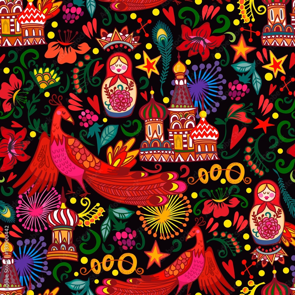 Vector bright pattern of Moscow's symbols.