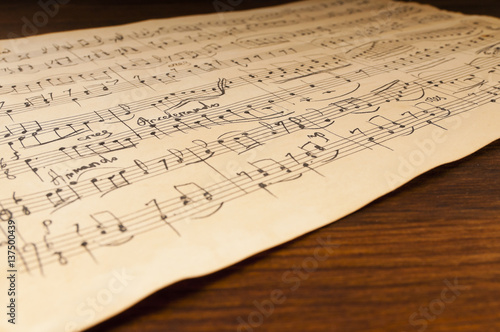 Yellowed from time sheet music notation. Manuscript
