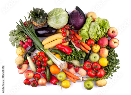 Fototapeta Naklejka Na Ścianę i Meble -  Top view of fruits and vegetables