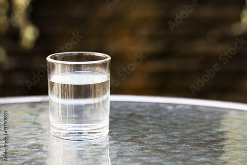 Drinking water on the table