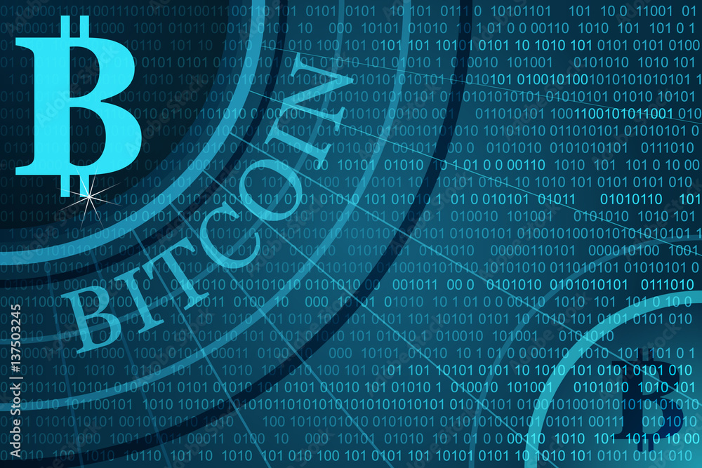 Bitcoin on digital background, vector illustration Bitcoin on digital background, vector illustration