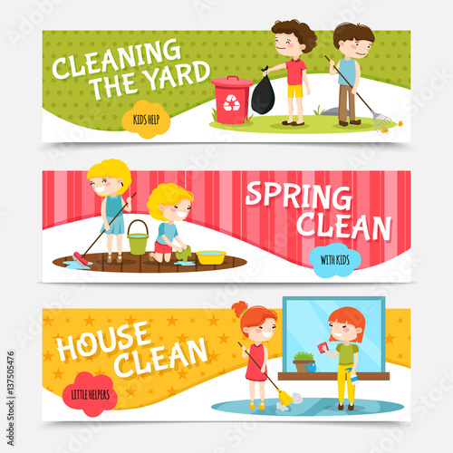 Kids Cleaning Horizontal Banners
