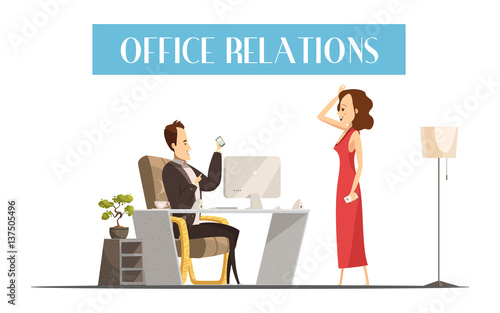 Office Relations Cartoon Style Design