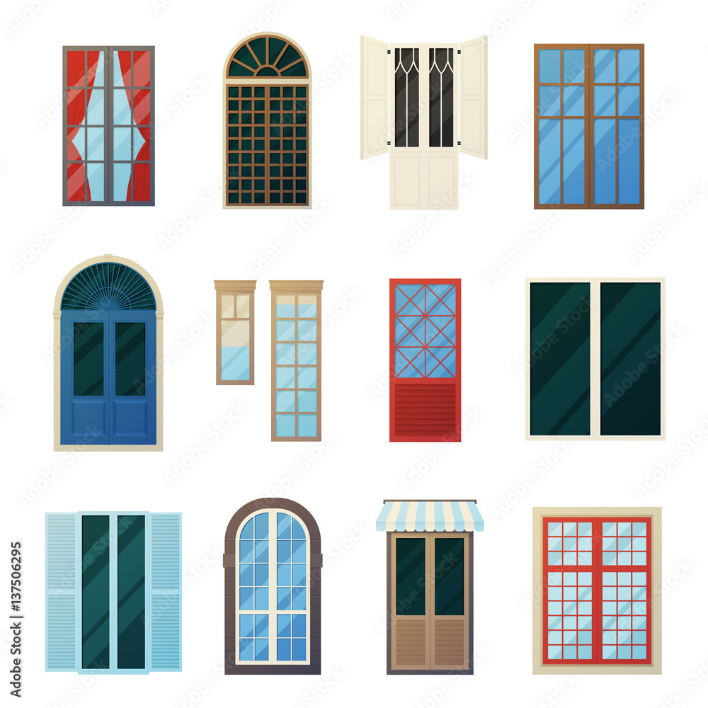 Muntin Bars Window Panels Icons Set Muntin Bars Window Panels Icons Set