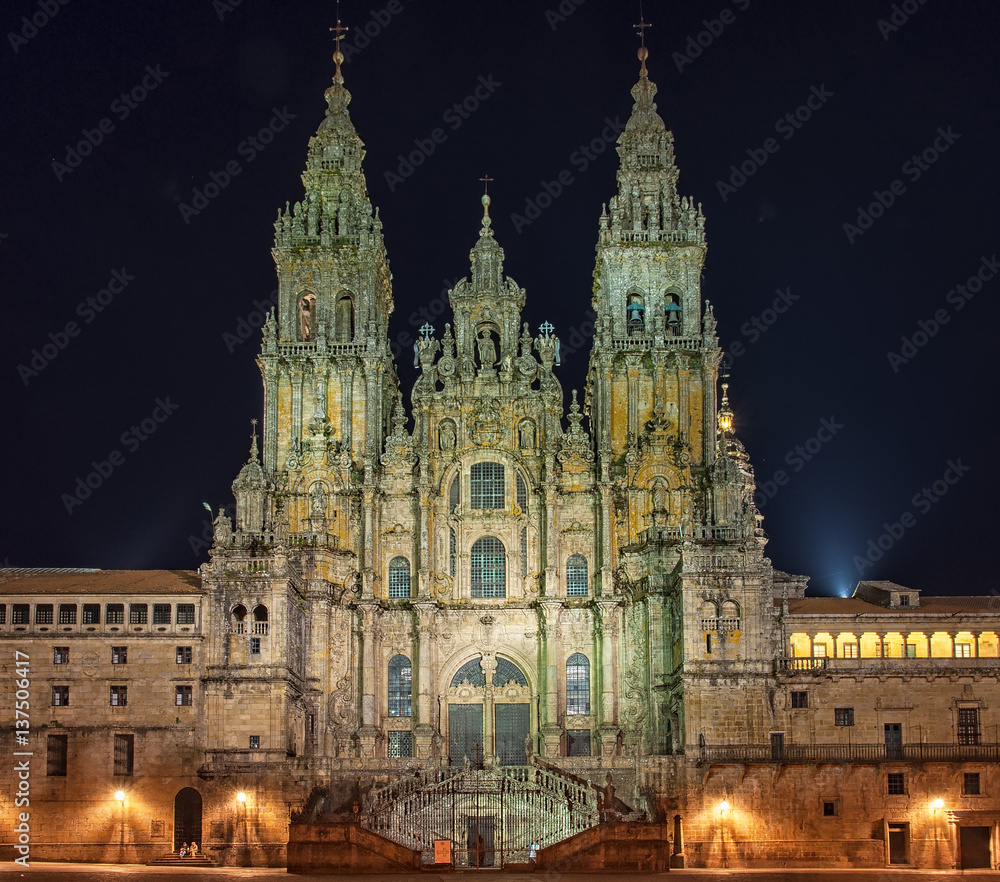 Exterior of the Cathedral of Santiago de Compostela, Spain