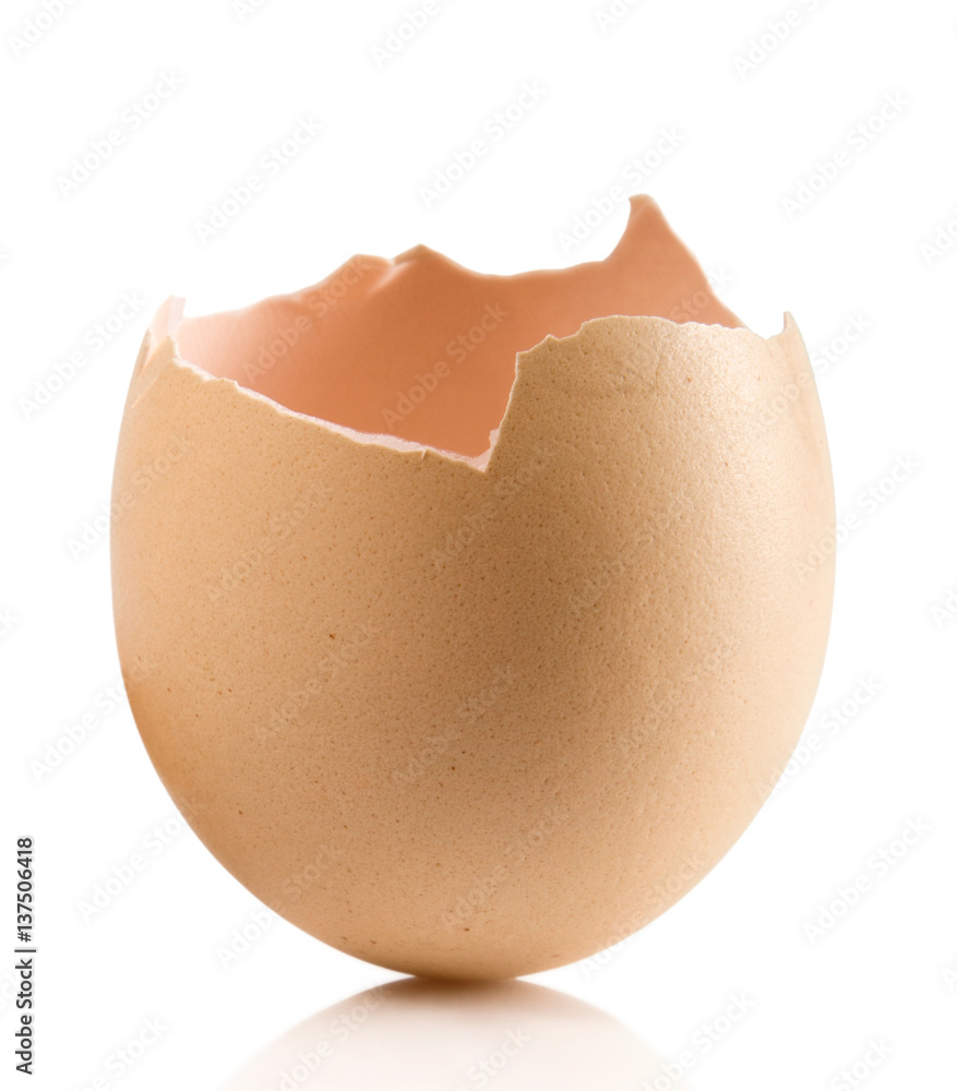 Hand with broken egg isolated on white backround Hand with broken egg isolated on white backround