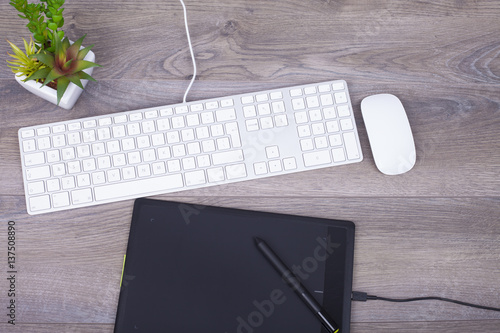 Working table with a keyboard