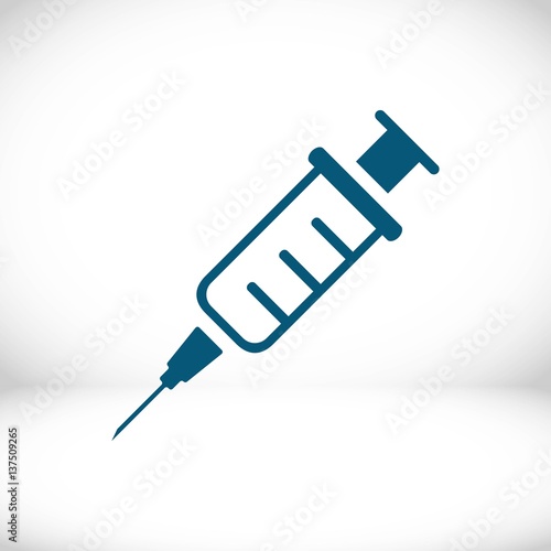 Injection syringe flat icon vector for medical apps and websites