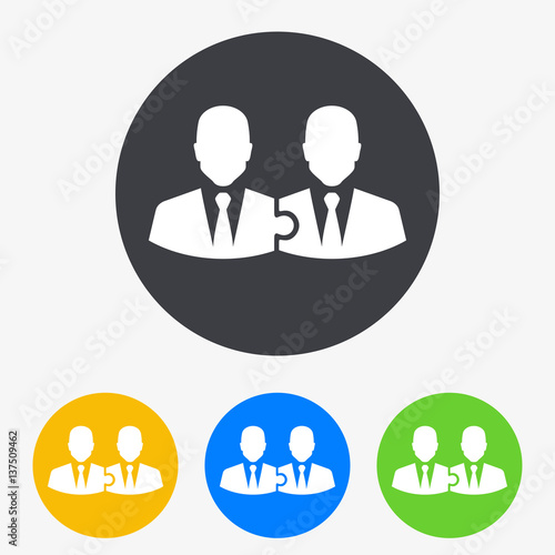 Icono plano Teamwork en circulo varios colores