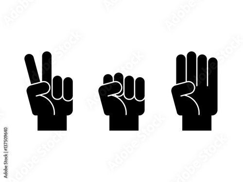 Rock, paper, scissors. Vector icons