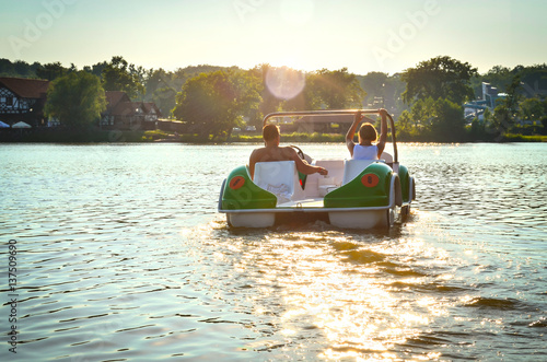 The couple on the pedal boat