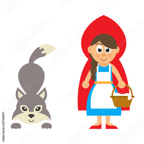 little red riding hood with wolf vector