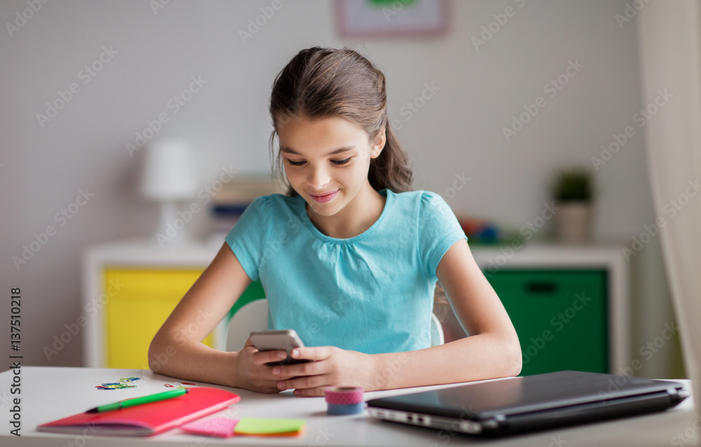 girl with smartphone distracting from homework girl with smartphone distracting from homework