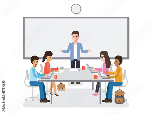 Businessmen and businesswomen meeting