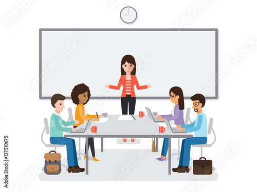 Businessmen and businesswomen meeting