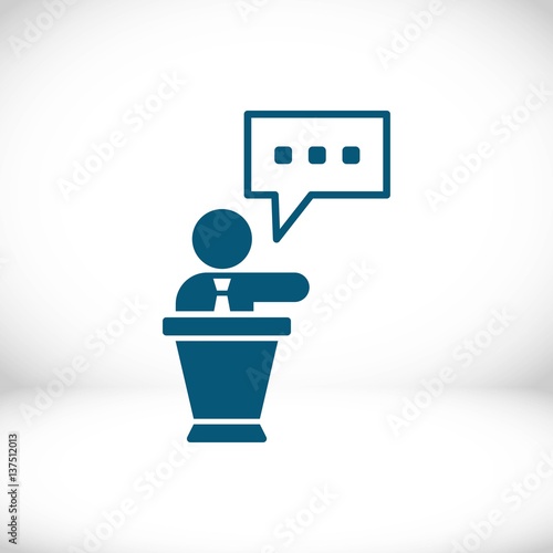 lectern with microphone icon stock vector illustration flat design