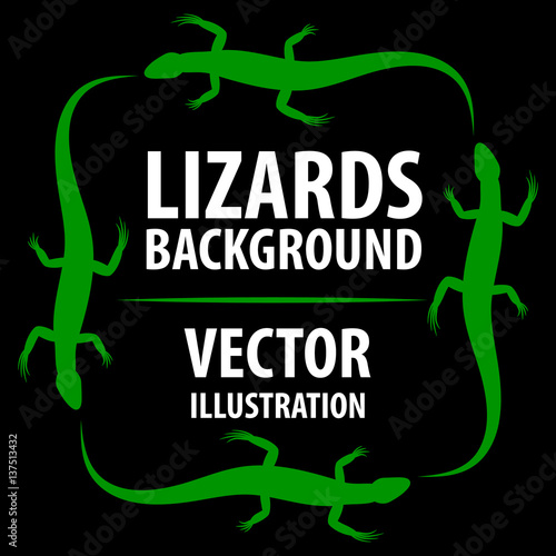 Background with lizards. Cartoon flat characters. Vector Image.