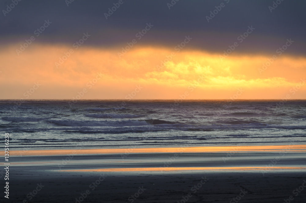 sunset at Kalaloch beach, Washington state, USA