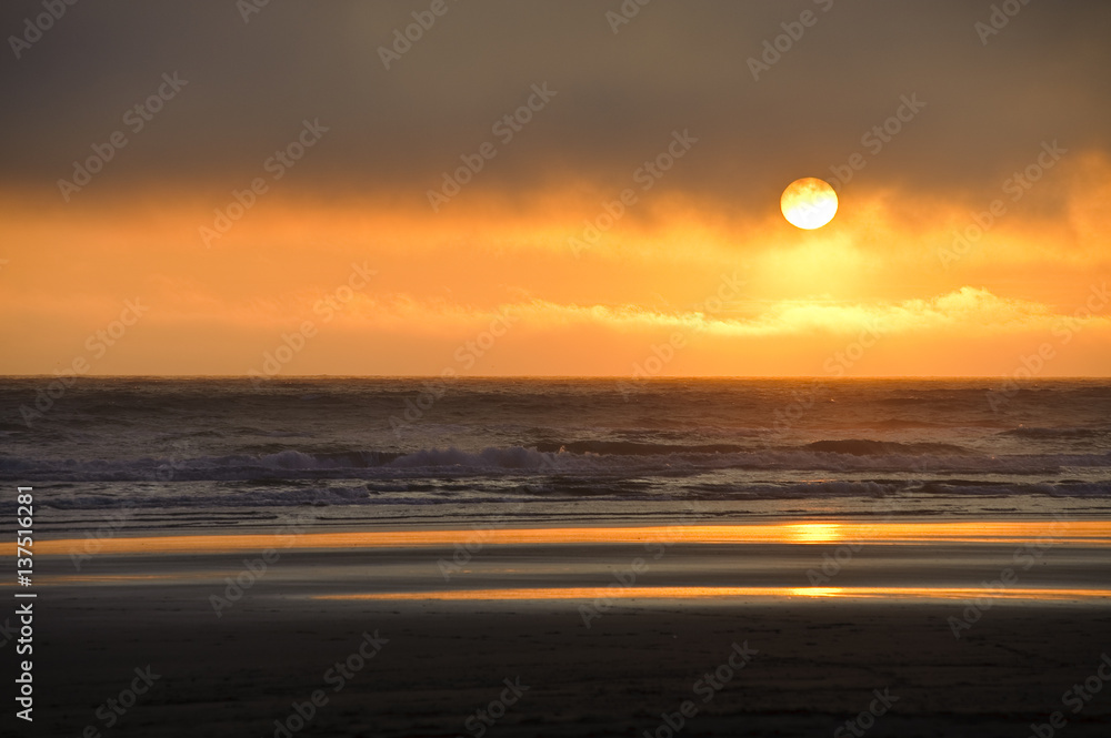 sundown at Kalaloch beach, Washington state, USA