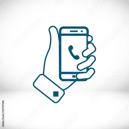 phone in hand icon stock vector illustration flat design