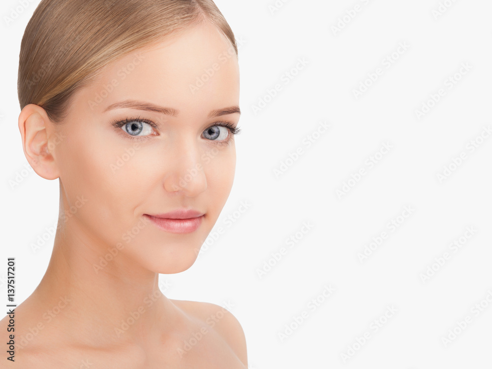Beauty Woman face Portrait. Skin Care Concept Isolated on a white background Beauty Woman face Portrait. Skin Care Concept Isolated on a white background