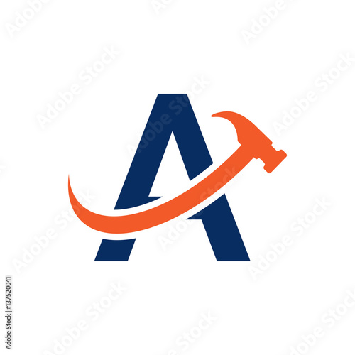 A Letter - Swoosh Hammer Logo Simple