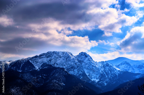 Fototapeta Naklejka Na Ścianę i Meble -  Winter mountains panorama of Zakopane,  High Tatra Mountains, Poland