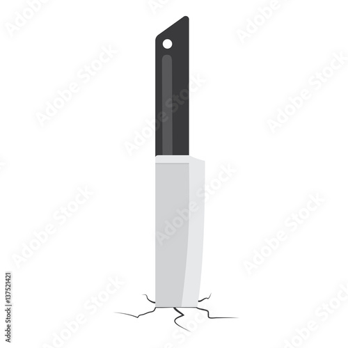 Stuck knife isolated on a white background