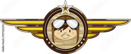 Cute Cartoon World War 1 Pilot