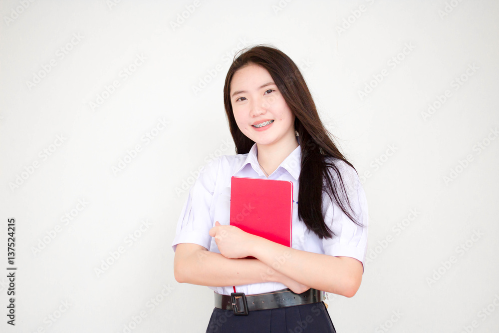 asia thai high school student uniform beautiful girl read a book asia thai high school student uniform beautiful girl read a book