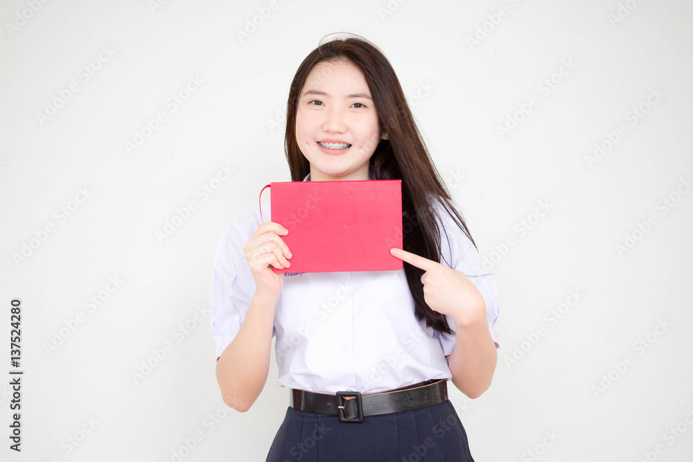 asia thai high school student uniform beautiful girl read a book asia thai high school student uniform beautiful girl read a book