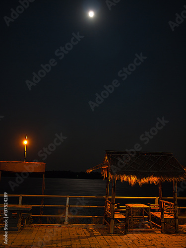 along the Mekong River , at night.