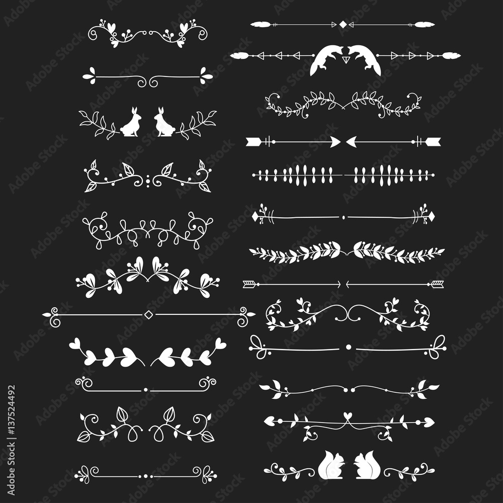 Vector dividers calligraphic line element. Vector dividers calligraphic line element.