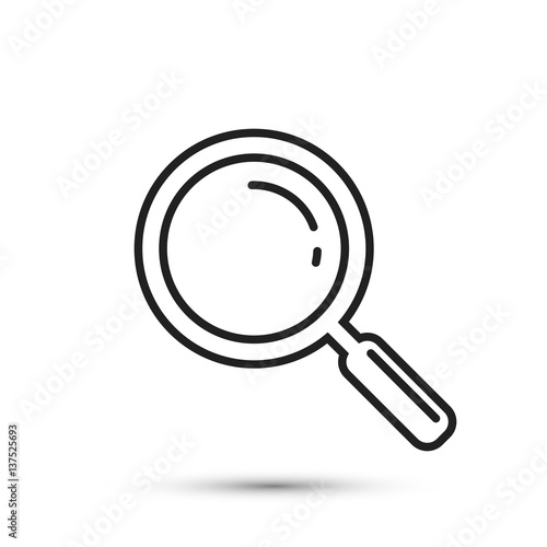 Magnifying glass icon outline, vector.