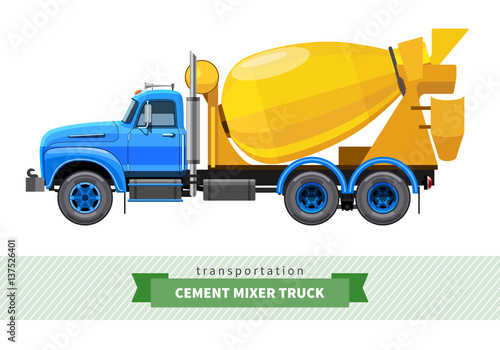 Classic cement mixer truck side view