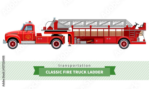 Classic fire truck ladder side view
