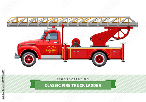 Classic fire truck ladder side view