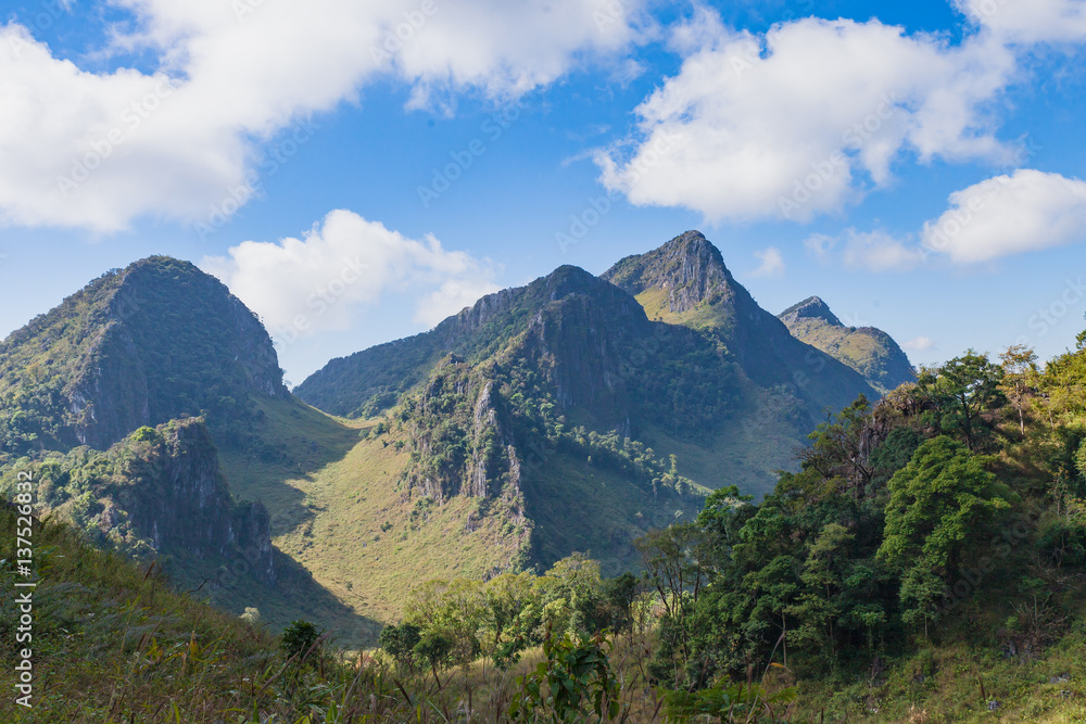Fototapeta premium Landscape view of Chiang dao mountain area, Chiang mai, Thailand.