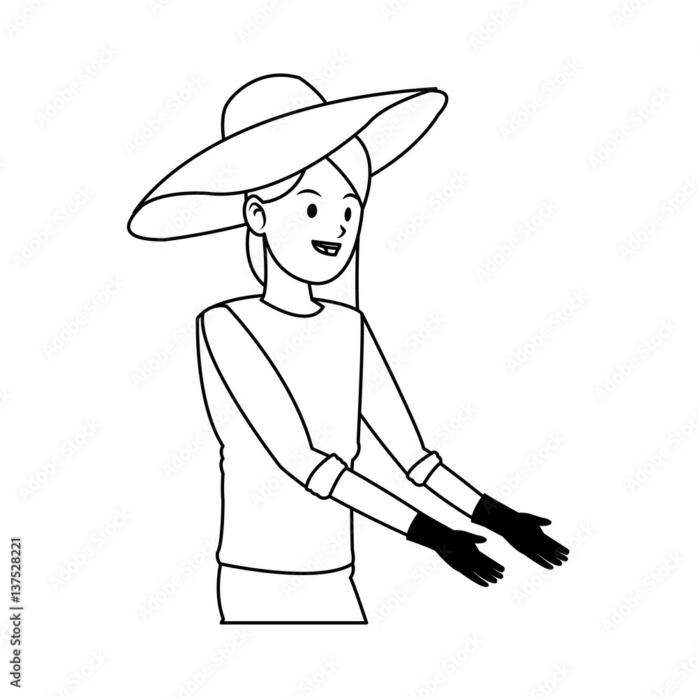 gardener woman with a hat over white background. vector illustration gardener woman with a hat over white background. vector illustration