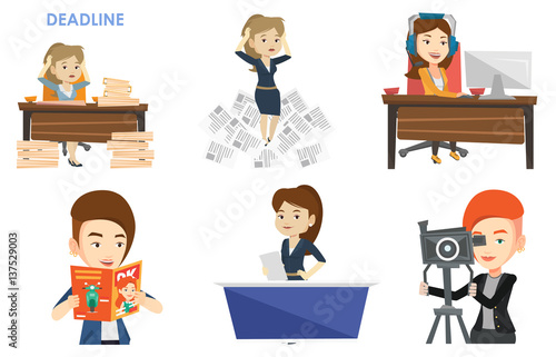 Vector set of media people characters.