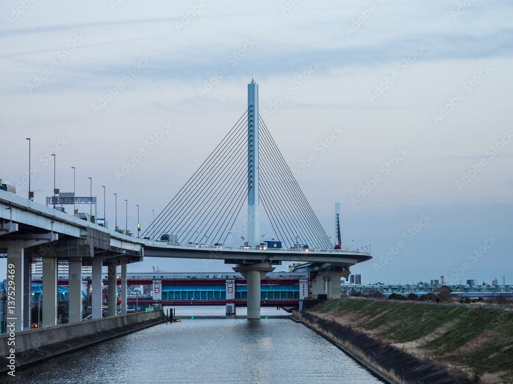Fototapeta premium Bridge night view in Japan