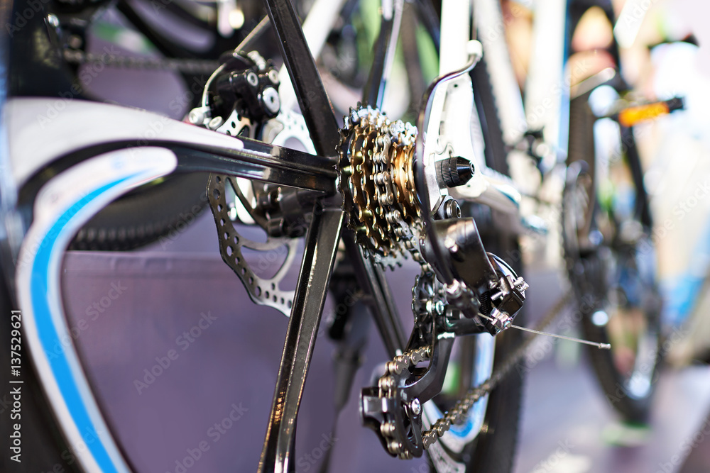 Fototapeta premium Carriage with chain rear wheel sports mountain bike