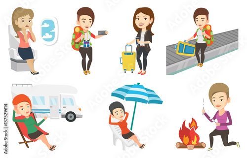 Vector set of traveling people.