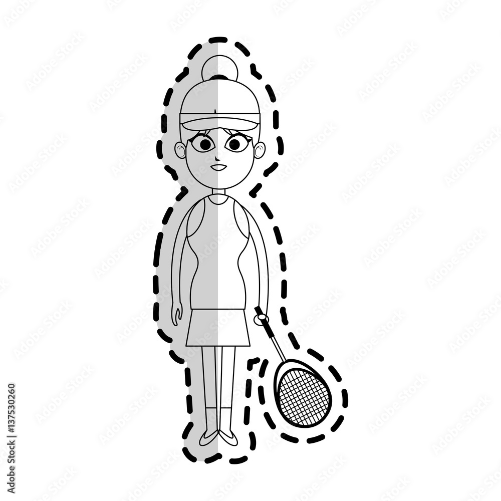 girl with tennis sport equipment over white background. vector illustration girl with tennis sport equipment over white background. vector illustration