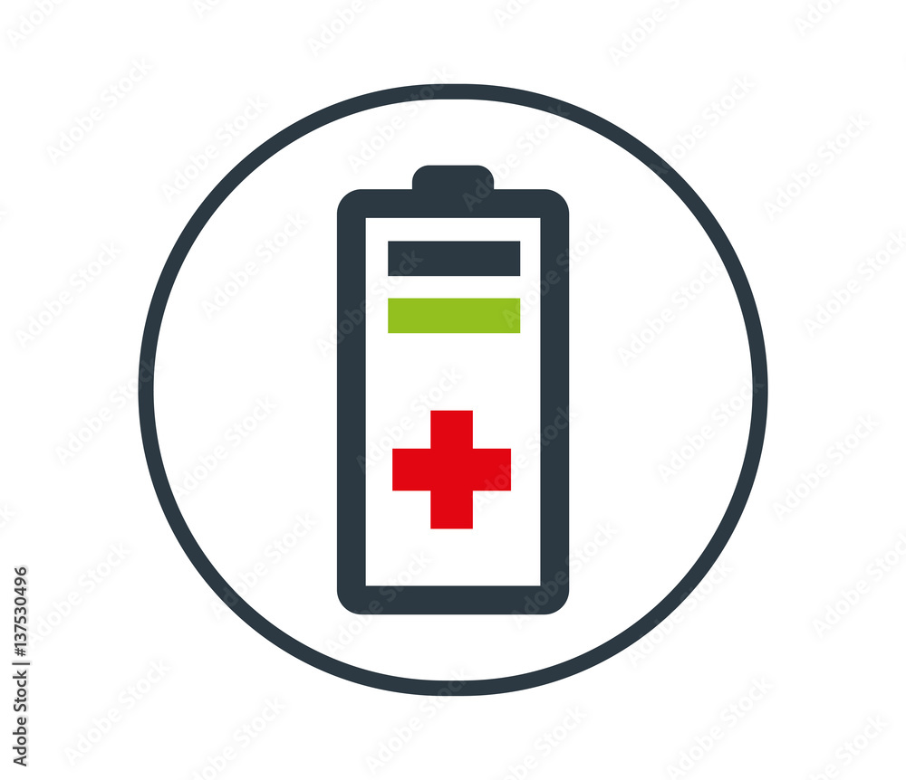 Obraz premium Battery with Red Plus