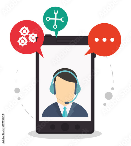 smartphone call center assistance talking vector illustration eps 10
