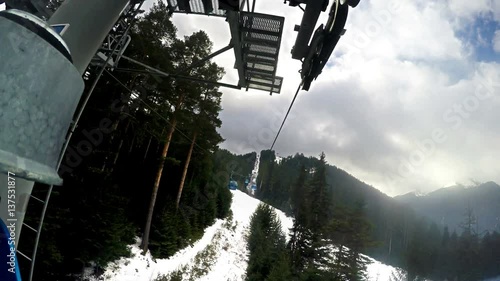 Ski lifts ride pov Bansko