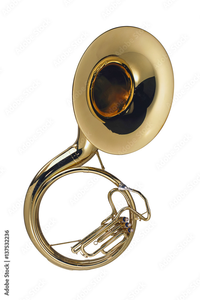 Fototapeta premium wind musical instrument by a sousaphone isolated on white background