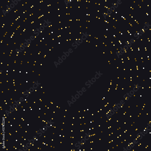 Abstract background with lot of tiny dot arranged in a circle. Golden effect.